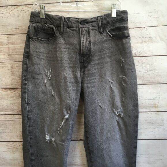GOOD AMERICAN THE WEEKENDER DISTRESSED‎ JEANS IN DARK GRAY - Picture 2 of 9